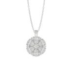 LADIES PENDANT 1CT ROUND/PEAR DIAMOND 14K WHITE GOLD