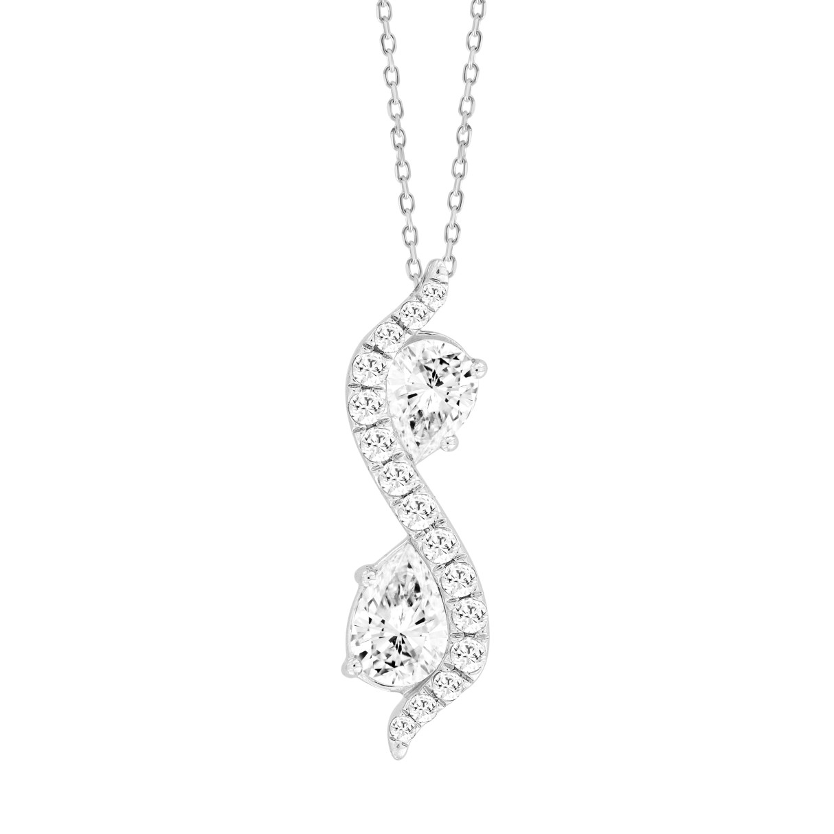 LADIES PENDANT 1CT ROUND/PEAR DIAMOND 14K WHITE GOLD - Image 1