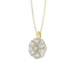 LADIES PENDANT 1CT ROUND/PEAR DIAMOND 14K YELLOW GOLD - Image 3