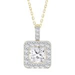 LADIES PENDANT 2 3/4CT ROUND/PRINCESS DIAMOND 14K YELLOW GOLD (CENTER STONE PRINCESS DIAMOND 2CT )