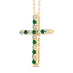 LADIES PENDANT 3/4CT ROUND GREEN DIAMOND 14K YELLOW GOLD - Image 3