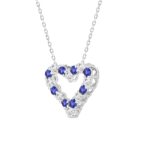 LADIES PENDANT 3/4CT ROUND/BLUE SAPHIRE DIAMOND 14K WHITE GOLD - Image 3