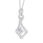 LADIES PENDANT 3/4CT ROUND/PRINCESS DIAMOND 14K WHITE GOLD - Image 2