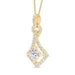 LADIES PENDANT 3/4CT ROUND/PRINCESS DIAMOND 14K YELLOW  GOLD - Image 2