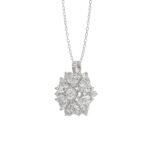 LADIES PENDANT WITH CHAIN 1 3/4CT ROUND/HEART DIAMOND 14K WHITE GOLD - Image 3