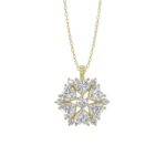 LADIES PENDANT WITH CHAIN 1 3/4CT ROUND/HEART DIAMOND 14K YELLOW GOLD