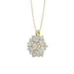 LADIES PENDANT WITH CHAIN 1 3/4CT ROUND/HEART DIAMOND 14K YELLOW GOLD - Image 3