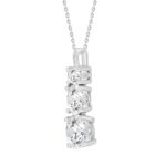 LADIES PENDANT WITH CHAIN 1 3/8CT ROUND/OVAL DIAMOND 14K WHITE GOLD (CENTER STONE OVAL DIAMOND 3/4CT) - Image 3