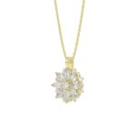 LADIES PENDANT WITH CHAIN 1CT ROUND/MARQUISE DIAMOND 14K YELLOW GOLD - Image 3