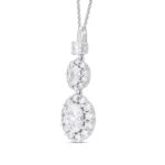 LADIES PENDANT WITH CHAIN 2 1/4CT ROUND/OVAL DIAMOND 14K WHITE GOLD (CENTER STONE OVAL DIAMOND 1CT ) - Image 2