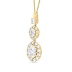 LADIES PENDANT WITH CHAIN 2 1/4CT ROUND/OVAL DIAMOND 14K YELLOW GOLD (CENTER STONE OVAL DIAMOND 1CT ) - Image 2