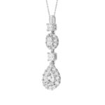 LADIES PENDANT WITH CHAIN 2CT PEAR/ROUND/OVAL DIAMOND 14K WHITE GOLD - Image 2