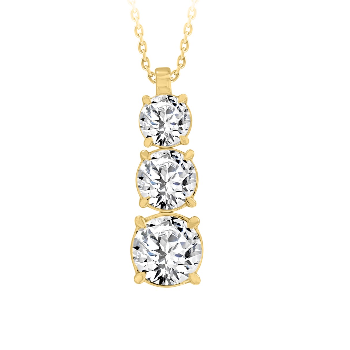 LADIES PENDANT WITH CHAIN 4CT ROUND DIAMOND 14K YELLOW GOLD - Image 1