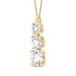 LADIES PENDANT WITH CHAIN 4CT ROUND DIAMOND 14K YELLOW GOLD - Image 3