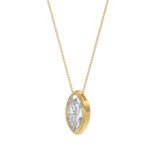 LADIES SOLITAIRE PENDANT 1CT MARQUISE DIAMOND 14K YELLOW GOLD WITH CHAIN - Image 3