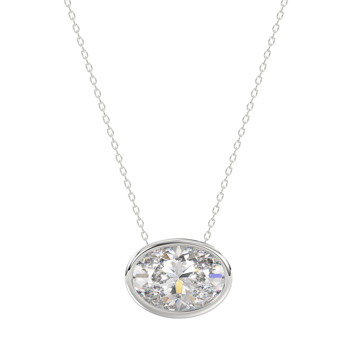 LADIES SOLITAIRE PENDANT 1CT OVAL DIAMOND 14K WHITE GOLD - Image 1