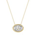 LADIES SOLITAIRE PENDANT 1CT OVAL DIAMOND 14K YELLOW GOLD