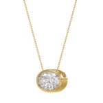 LADIES SOLITAIRE PENDANT 1CT OVAL DIAMOND 14K YELLOW GOLD - Image 3