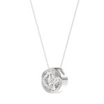 LADIES SOLITAIRE PENDANT 1CT ROUND DIAMOND 14K WHITE GOLD WITH CHAIN - Image 3