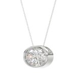 LADIES SOLITAIRE PENDANT 3.00CT OVAL DIAMOND 14K WHITE GOLD - Image 3