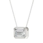 LADIES SOLITAIRE PENDANT 3CT EMERALD DIAMOND 14K WHITE GOLD - Image 3