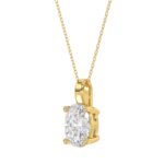 LADIES SOLITAIRE PENDANT 3CT OVAL DIAMOND 14K YELLOW GOLD - Image 3