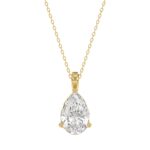 LADIES SOLITAIRE PENDANT 3CT PEAR DIAMOND 14K YELLOW GOLD
