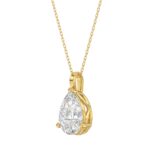 LADIES SOLITAIRE PENDANT 3CT PEAR DIAMOND 14K YELLOW GOLD - Image 3