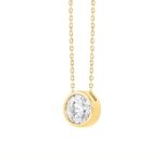 LADIES SOLITAIRE PENDANT 3CT ROUND DIAMOND 14K YELLOW GOLD - Image 3