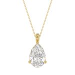 LADIES SOLITAIRE PENDANT 4CT PEAR DIAMOND 14K YELLOW GOLD