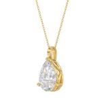 LADIES SOLITAIRE PENDANT 4CT PEAR DIAMOND 14K YELLOW GOLD - Image 3