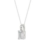 LADIES SOLITAIRE PENDANT WITH CHAIN 1 1/2CT EMERALD DIAMOND 14K WHITE GOLD - Image 3