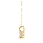 LADIES SOLITAIRE PENDANT WITH CHAIN 1/2CT EMERALD DIAMOND 14K YELLOW GOLD - Image 2