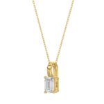 LADIES SOLITAIRE PENDANT WITH CHAIN 1/2CT EMERALD DIAMOND 14K YELLOW GOLD - Image 3