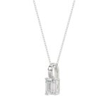 LADIES SOLITAIRE PENDANT WITH CHAIN 1/2CT EMERALD DIAMOND 18K WHITE GOLD - Image 3