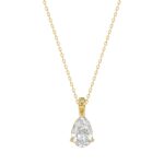 LADIES SOLITAIRE PENDANT WITH CHAIN 1/2CT PEAR DIAMOND 14K YELLOW GOLD