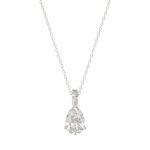 LADIES SOLITAIRE PENDANT WITH CHAIN 1/2CT PEAR DIAMOND 18K WHITE GOLD