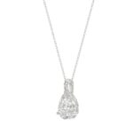 LADIES SOLITAIRE PENDANT WITH CHAIN 1/2CT PEAR DIAMOND 18K WHITE GOLD - Image 3