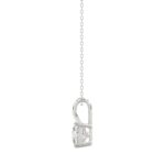 LADIES SOLITAIRE PENDANT WITH CHAIN 1/2CT PRINCESS DIAMOND 18K WHITE GOLD - Image 2