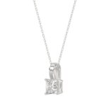LADIES SOLITAIRE PENDANT WITH CHAIN 1/2CT PRINCESS DIAMOND 18K WHITE GOLD - Image 3