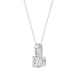 LADIES SOLITAIRE PENDANT WITH CHAIN 1/2CT ROUND DIAMOND 18K WHITE GOLD - Image 3