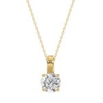 LADIES SOLITAIRE PENDANT WITH CHAIN 1CT ROUND DIAMOND 14K YELLOW GOLD (CENTER STONE ROUND DIAMOND 1CT )