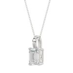 LADIES SOLITAIRE PENDANT WITH CHAIN 2 1/2CT EMERALD DIAMOND 14K WHITE GOLD - Image 3