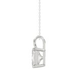 LADIES SOLITAIRE PENDANT WITH CHAIN 3CT EMERALD DIAMOND 14K WHITE GOLD - Image 2