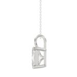 LADIES SOLITAIRE PENDANT WITH CHAIN 4CT EMERALD DIAMOND 14K WHITE GOLD - Image 2