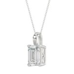 LADIES SOLITAIRE PENDANT WITH CHAIN 4CT EMERALD DIAMOND 14K WHITE GOLD - Image 3