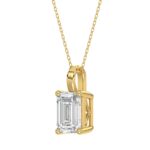 LADIES SOLITAIRE PENDANT WITH CHAIN 4CT EMERALD DIAMOND 14K YELLOW GOLD - Image 3