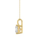 LADIES SOLITAIRE PENDANT WITH CHAIN 4CT PRINCESS DIAMOND 14K YELLOW GOLD - Image 2