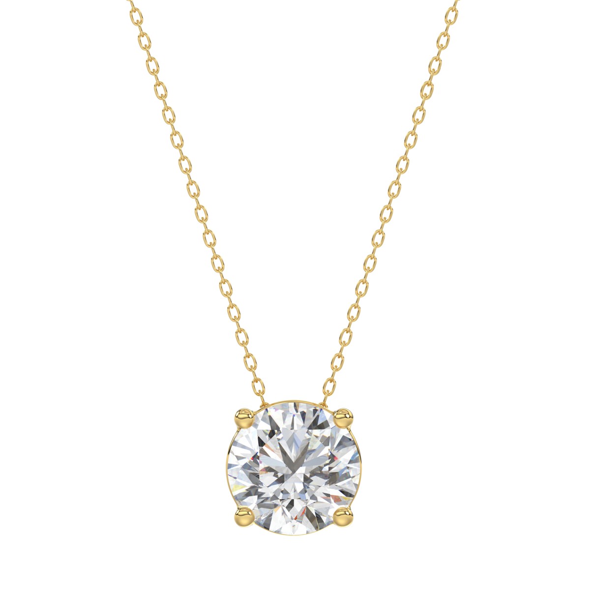 LADIES SOLITAIRE PENDANT WITH UNDER-PASS CHAIN 1 1/2CT ROUND DIAMOND 14K YELLOW GOLD - Image 1