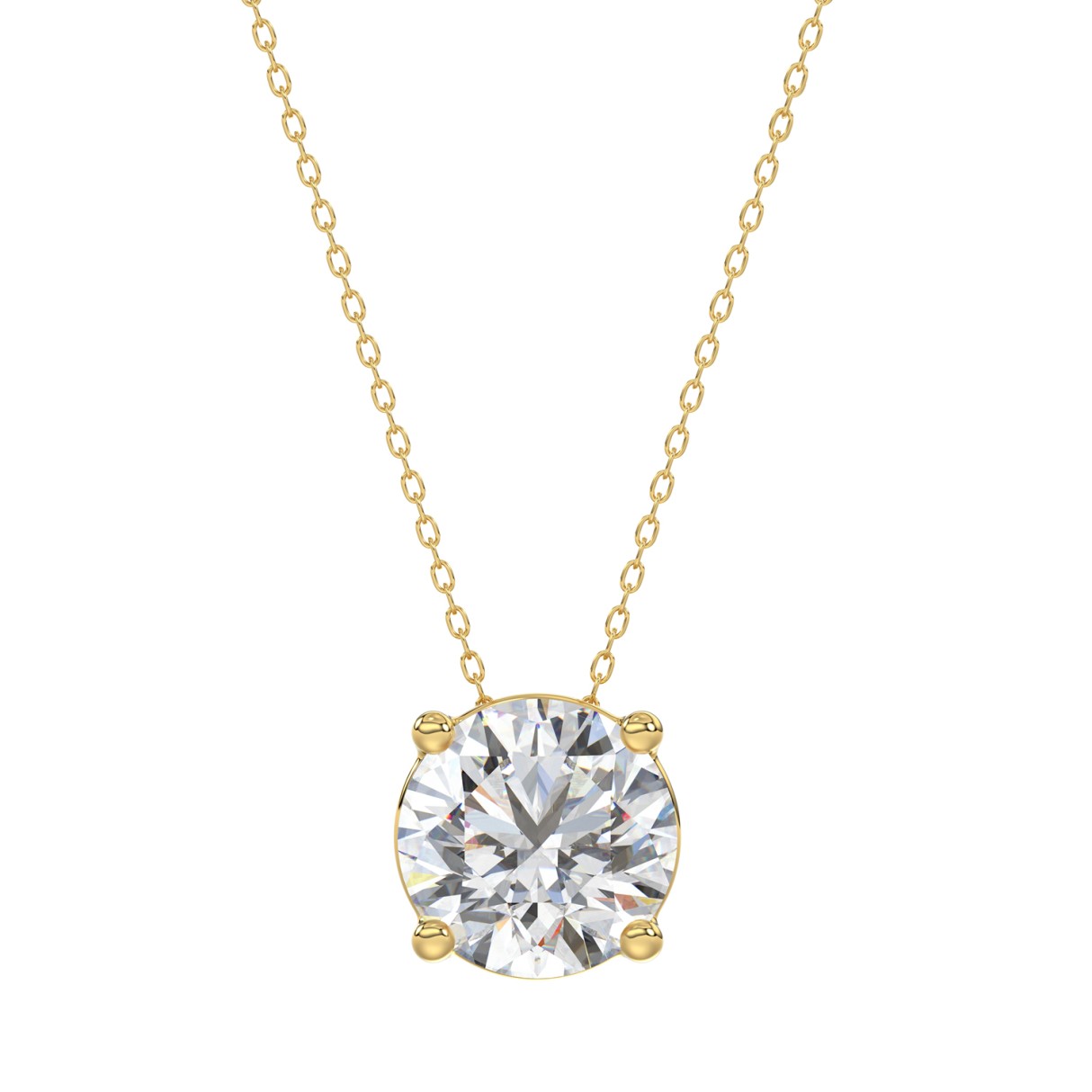 LADIES SOLITAIRE PENDANT WITH UNDER-PASS CHAIN 2 1/2CT ROUND DIAMOND 14K YELLOW GOLD - Image 1